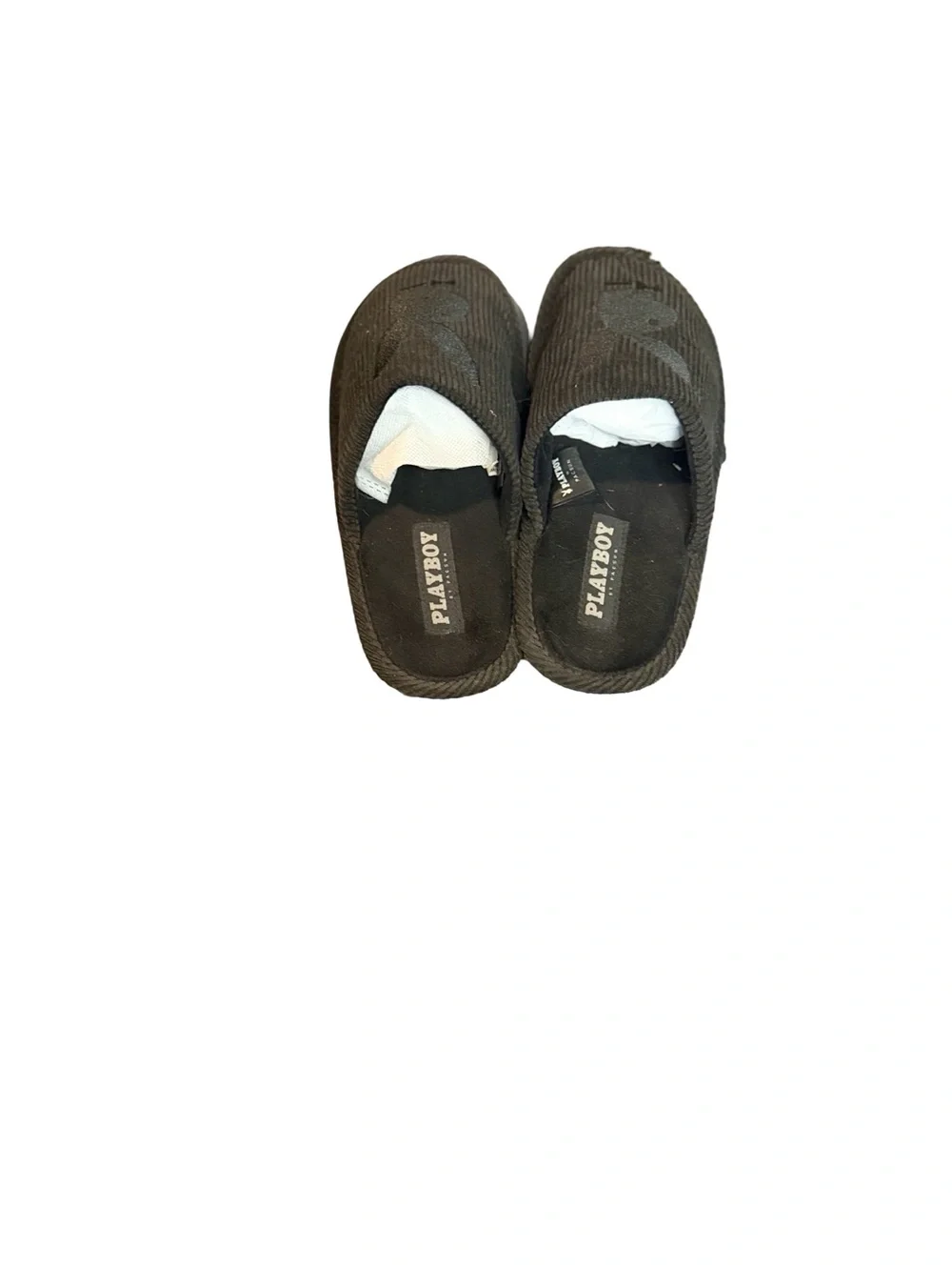 Playboy By PacSun Corduroy Bunny Slippers Black Size S/M 5/6 Length 10”
